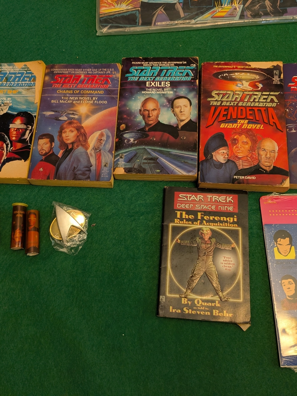 Star Trek Paperback Book Lot with Assorted Collectibles - Multicolor